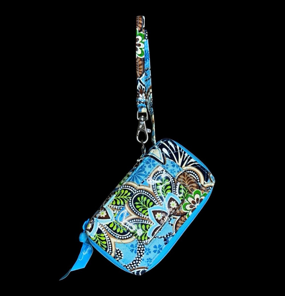 Vera Bradley Bali Blue Wristlet Wallet Retired 2009 Y2K Floral Zip Around